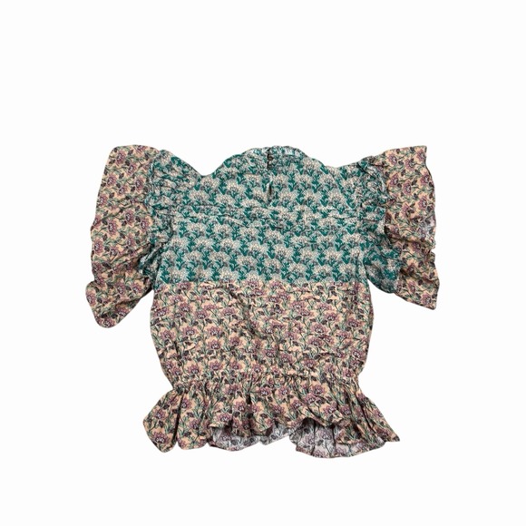 NWOT Anthropologie Let Me‎ Be High Neck Printed Peasant Blouse Sz M - Picture 4 of 9